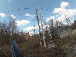 Установлена лестница Подключение воздушной линии